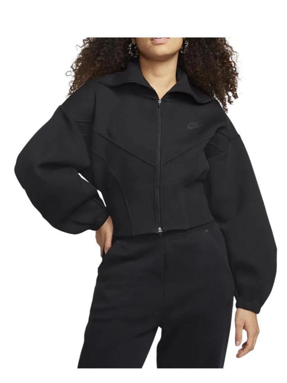 Nike Sportswear Tech Fleece Solid Color Zip-Up Cropped Jacket small - EUC